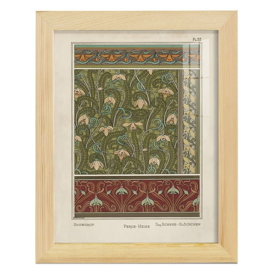 Nouveau Decorative VI - Framed Print w/glass - Natural Wood