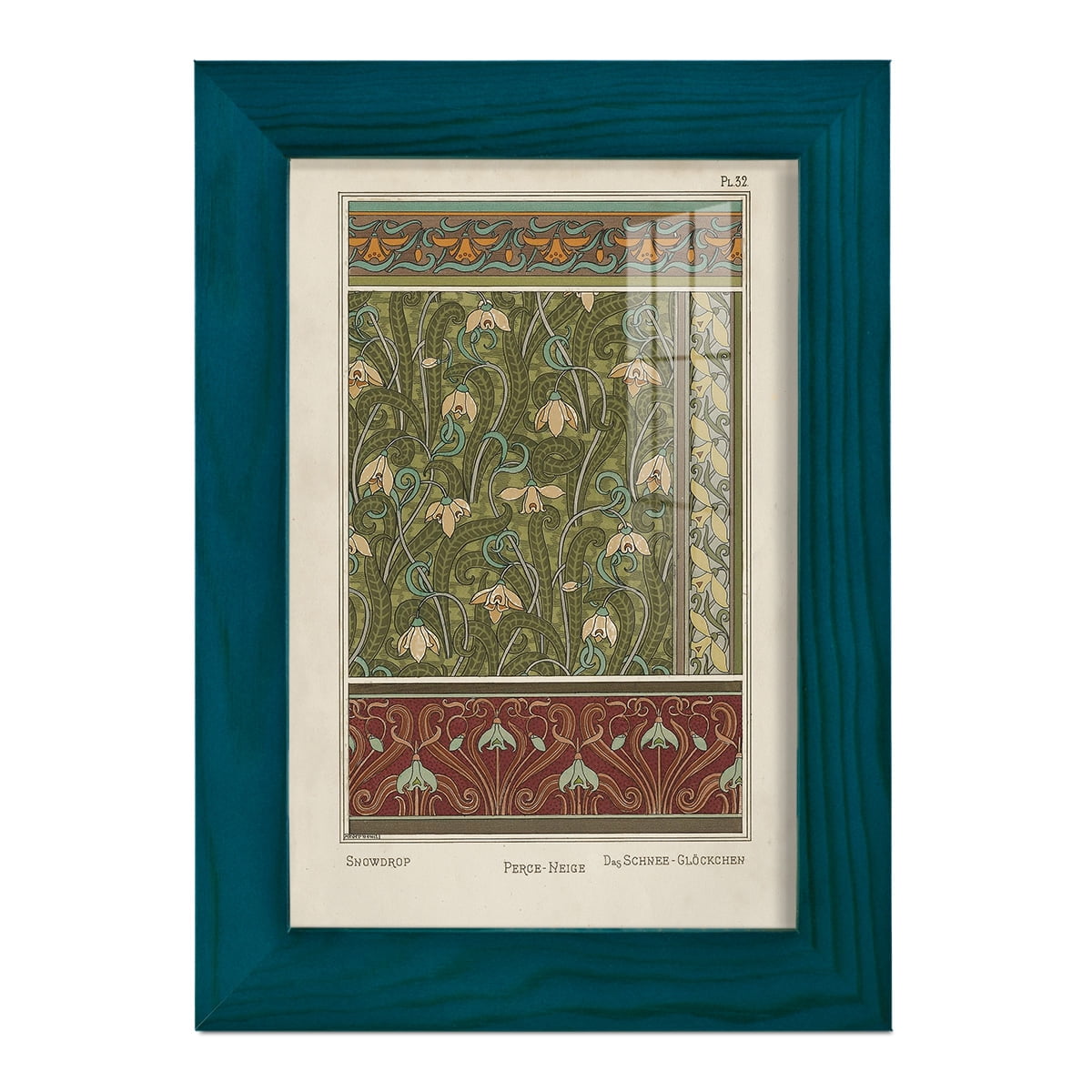 Nouveau Decorative VI - Framed Print w/glass - Ocean Blue