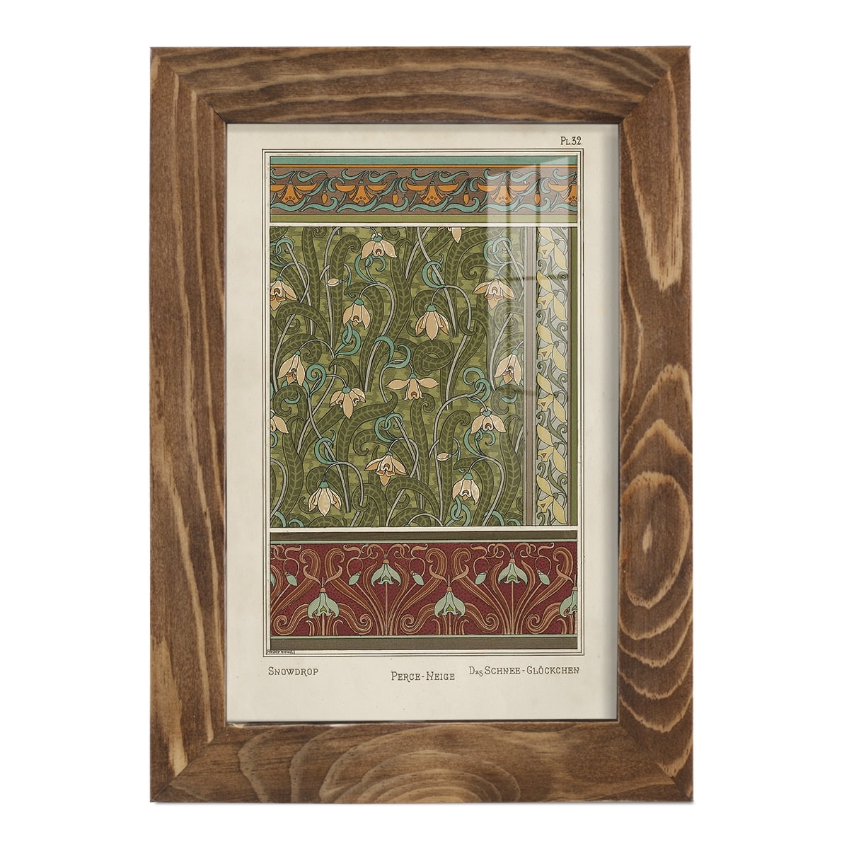 Nouveau Decorative VI - Framed Print w/glass - Walnut
