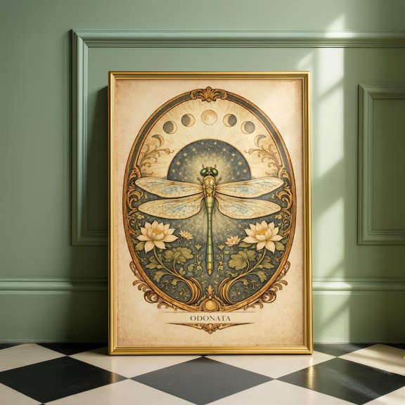 Nouveau Dragonfly Vintage Odonata Poster Unframed Paper Print