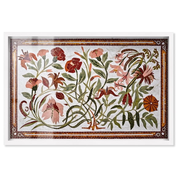 Nouveau Garden Shadowbox Print Vintage Floral Art by Art Remedy, White Frame, 54 x 36