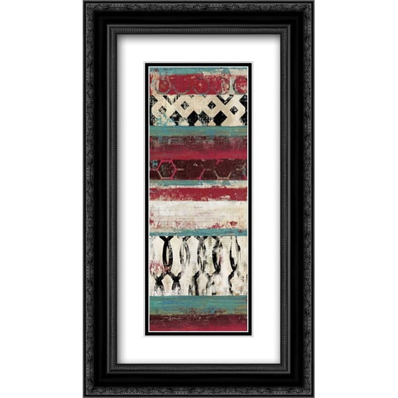 Nouveau II- Mini 2x Matted 14x24 Black Ornate Framed Art Print by Reeves, Tom