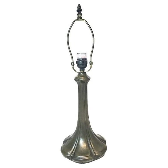 Nouveau Petal Metal Lamp Base, Dark Bronze Finish with Gold Highlights, Nicely Weighted, 17.25" Tall