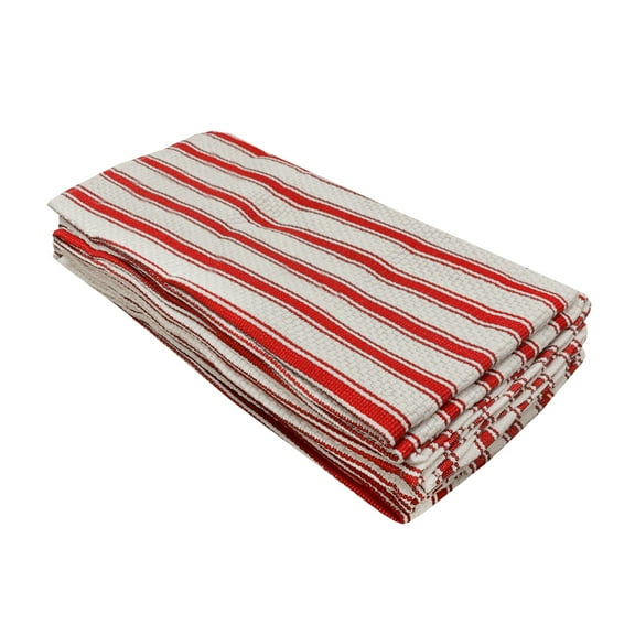 Nouvelle Legende Basketweave Kitchen Towels 19 X 29in (8-Pack) Red