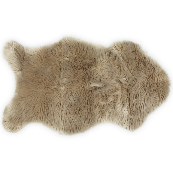 Nouvelle Legende® Faux Fur Sheepskin Premium Rug Single (23 in. X 40 in.) Tan
