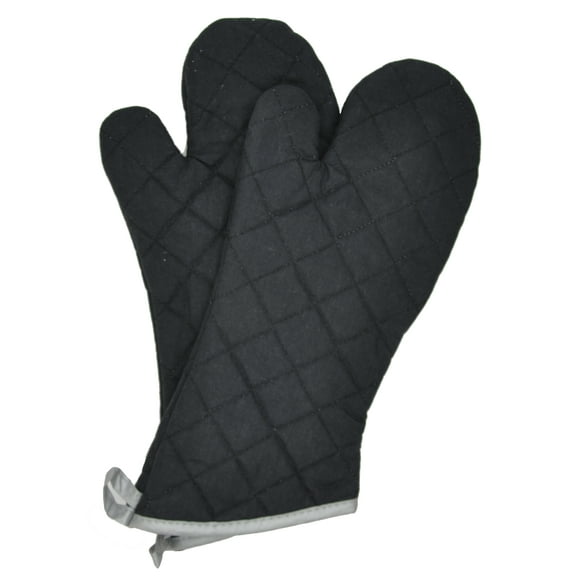 Nouvelle Legende Flame Retardant Kitchen and Outdoors Mitts Quilted Black (2-Pack)