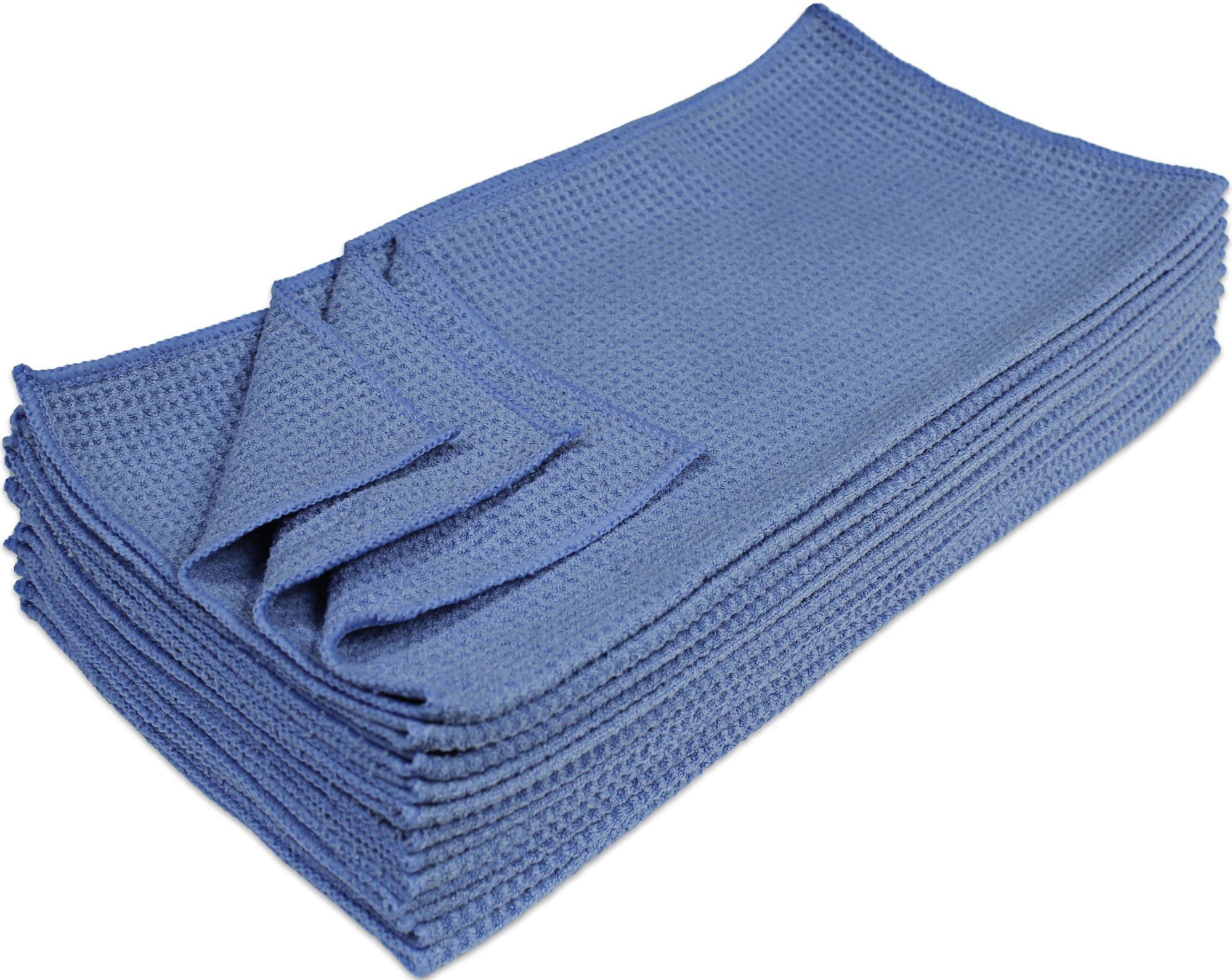 Nouvelle Legende Microfiber Waffle Weave Cleaning Towel, 16 X 16 inches,  Blue, 12 Pack