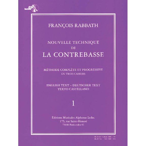 Nouvelle Technique de la Contrebasse - Volume 1 Franois Rabbath (Sheet Music/Songbook)