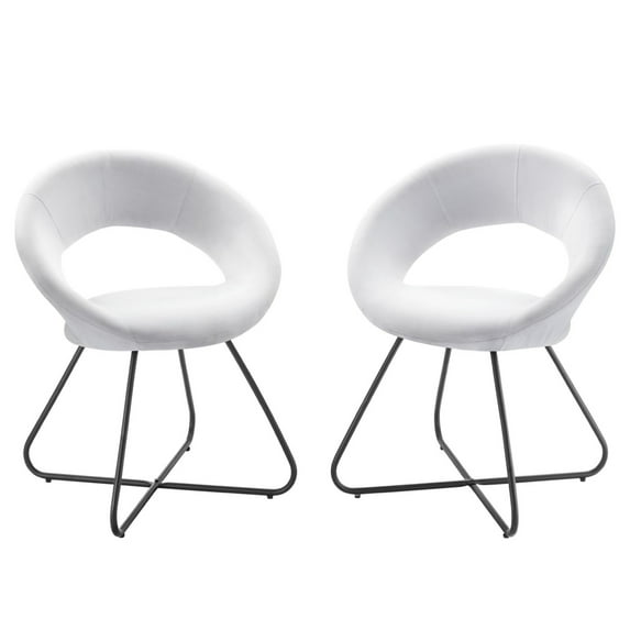 Nouvelle Upholstered Fabric Dining Chair Set of 2 Black White