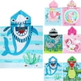 thumbnail image 1 of NovForth Shark Kids Hooded Beach Towel Pool Bath Towel Soft Absorbent Poncho, 24" x 24", Blue, 1 of 8