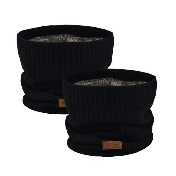 NovForth Winter Neck Warmer Men Ski, Neck Gaiter Face Scarf Women,Knitting Fleece Scarf Gaiter Mask, Thick Windproof Scarves,2PCS-Black