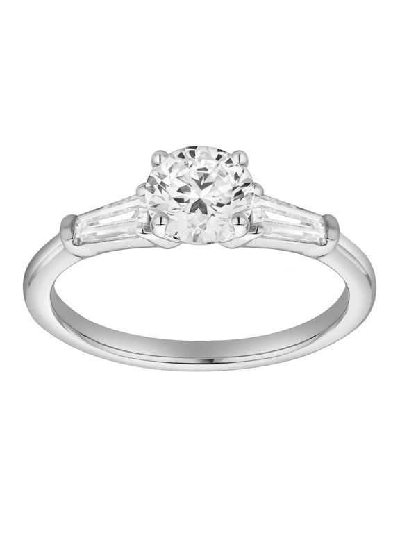 Nova 14K Gold Tapered Baguette & Round Cut Lab Grown Diamond Three Stone Ring - 1.48 ct