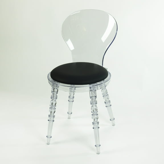 Nova 16.5 in. Indoor Black Leatherette Padded Seat Finish Acrylic Chairs