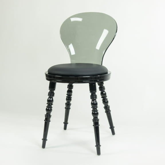 Nova 16.5 in. Indoor Smoke Black Leatherette Padded Seat Finish Acrylic Chairs