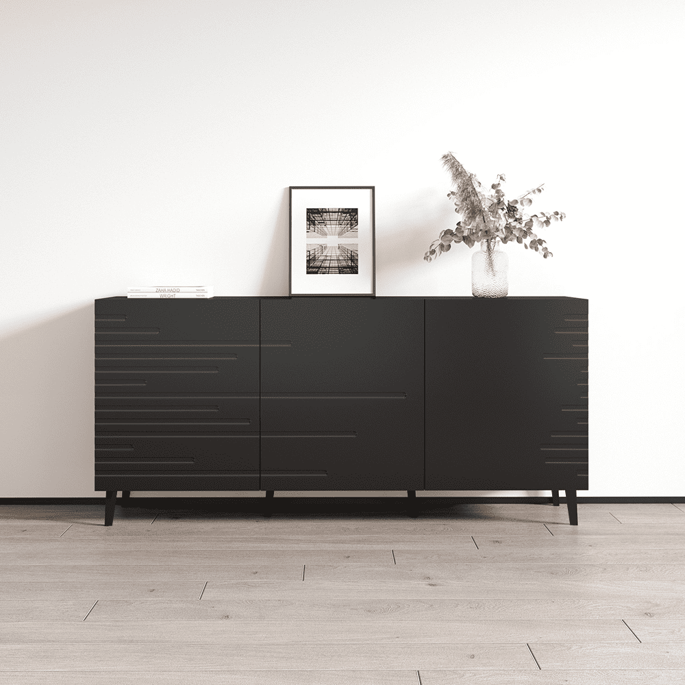 Nova 61'' Matte Black Modern Sideboard Buffet Credenza