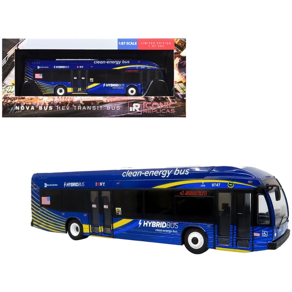 Nova Bus LFSH HEV Hybrid Transit Bus "MTA NYC" Blue with Yellow Graphics Ltd Ed 1/87 (HO) Diecast Model by Iconic Replicas