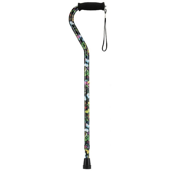 Nova Butterflies Print Aluminum Offset Handle Cane 30 to 39" Height