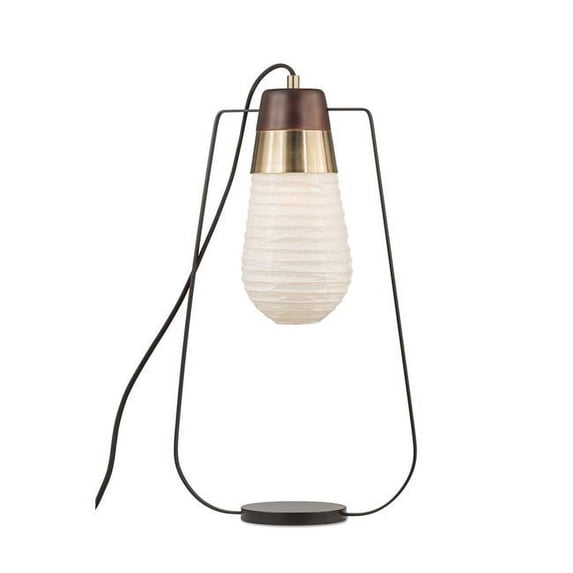 NOVA of California Sunset Contemporary Table Lamp, Japanese Lantern Zen Design, On/Off Switch, for Living Room, Side Tables and Nightstands, Matte Black and Weathered Brass