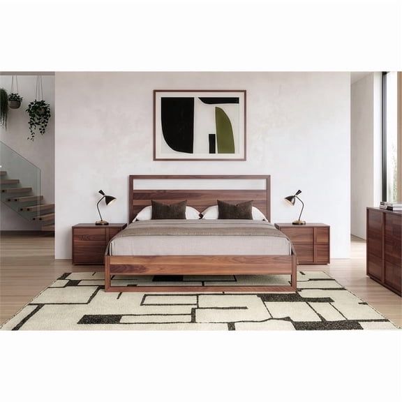 Modrest Nova Domus Berlin 65x83.5" Modern Wood Queen Bed in Walnut