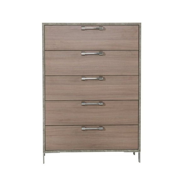 Nova Domus Boston - Modern Brown Oak & Brushed Stainless Steel Chest