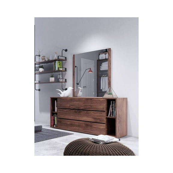Nova Domus Jagger Modern Walnut Dresser & Mirror Set