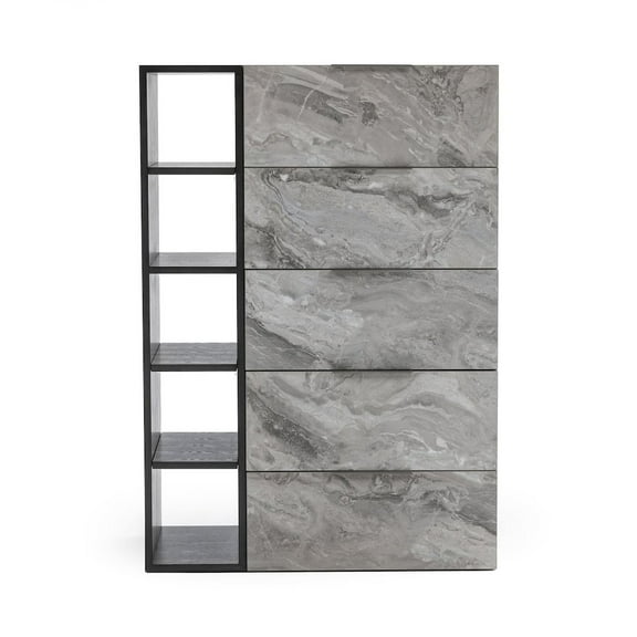 Nova Domus Maranello - Modern Grey Wash & Faux Marble Chest