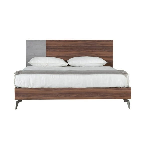 Nova Domus Palermo - Eastern King Modern Faux Concrete and Walnut Bed