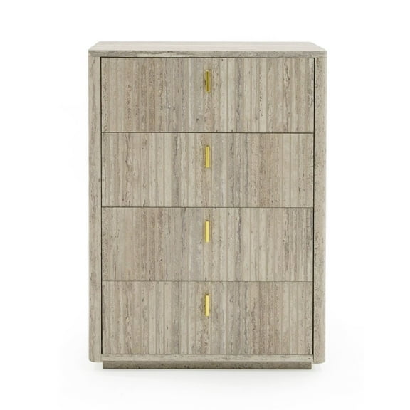 Nova Domus Roma - Modern Faux Travertine + Gold Chest
