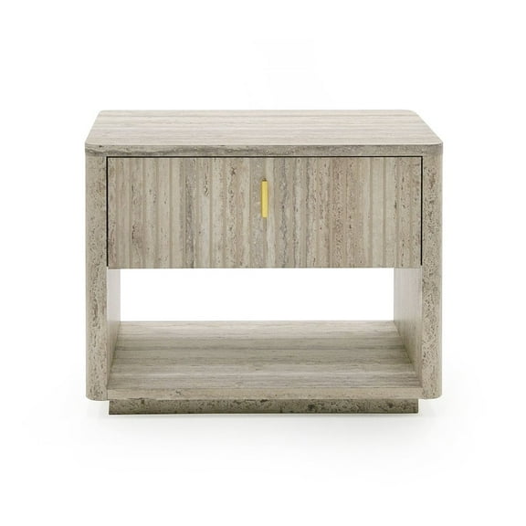 Nova Domus Roma - Modern Travertine + Gold Nightstand