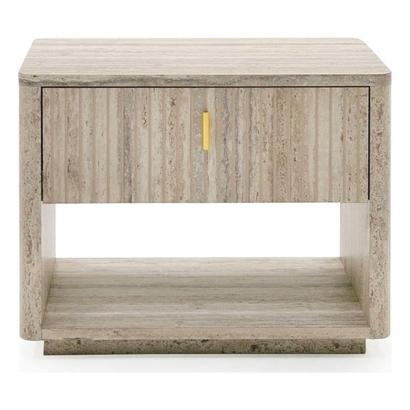 Nova Domus Roma - Modern Travertine + Gold Nightstand