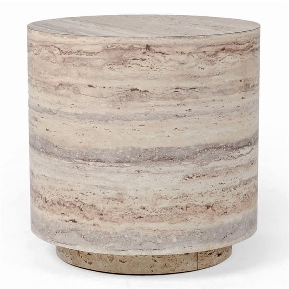 Nova Domus Roma - Modern Travertine Round End Table