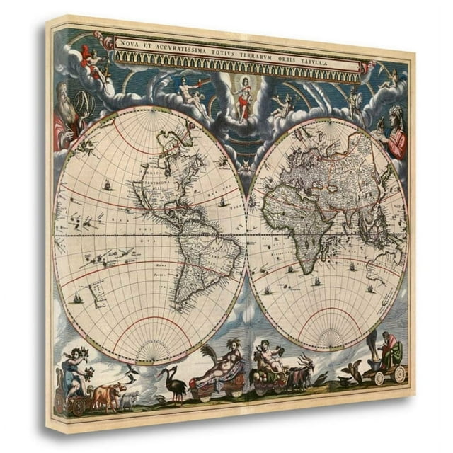 Nova Et Accuratissima Totius Terrarum Orbis Tabula by J Blaeu Fabric Multi-Color