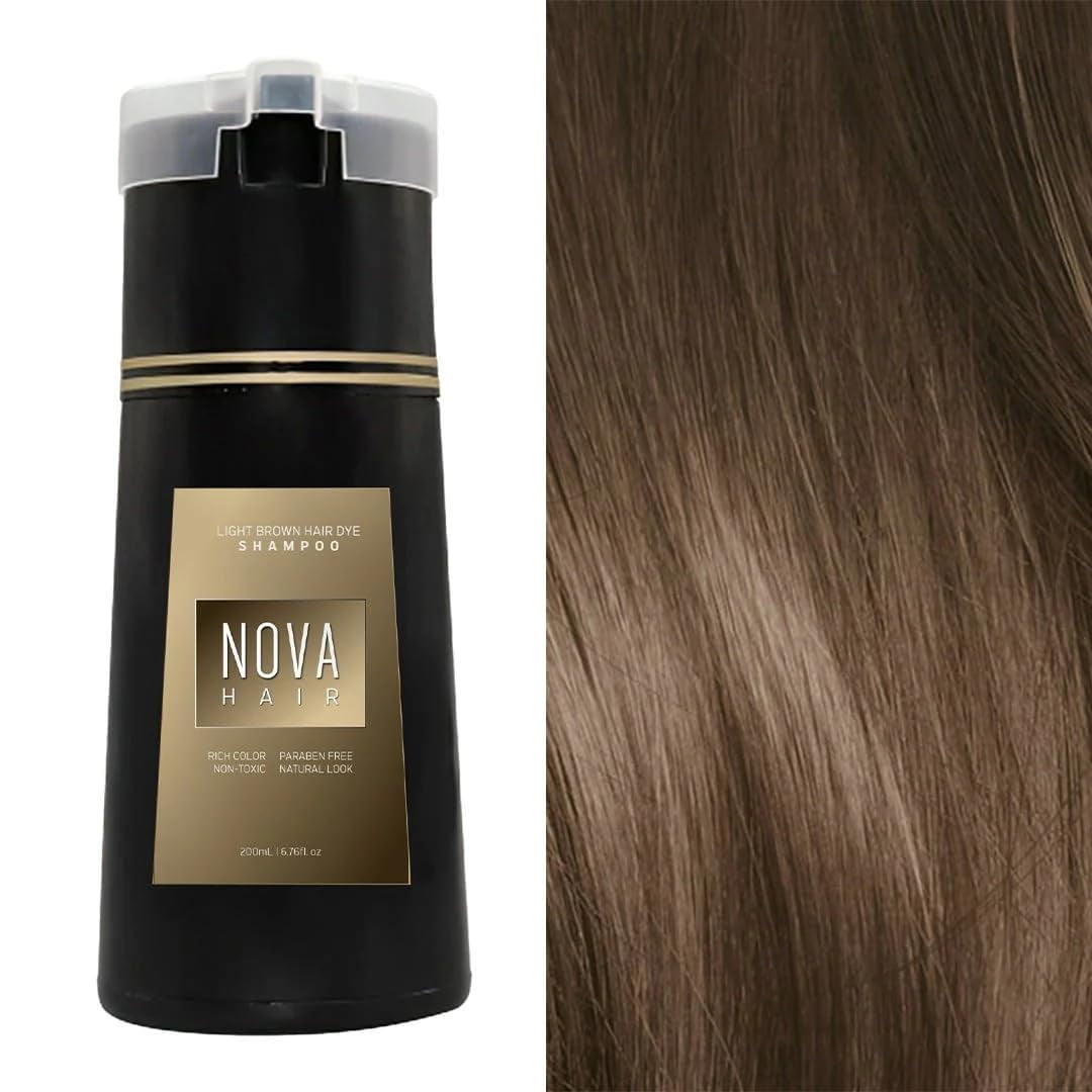 Nova Hair Instant Dye Shampoo, Natural Hair Care, Suitable for Men & Women, Hair Color for Gray