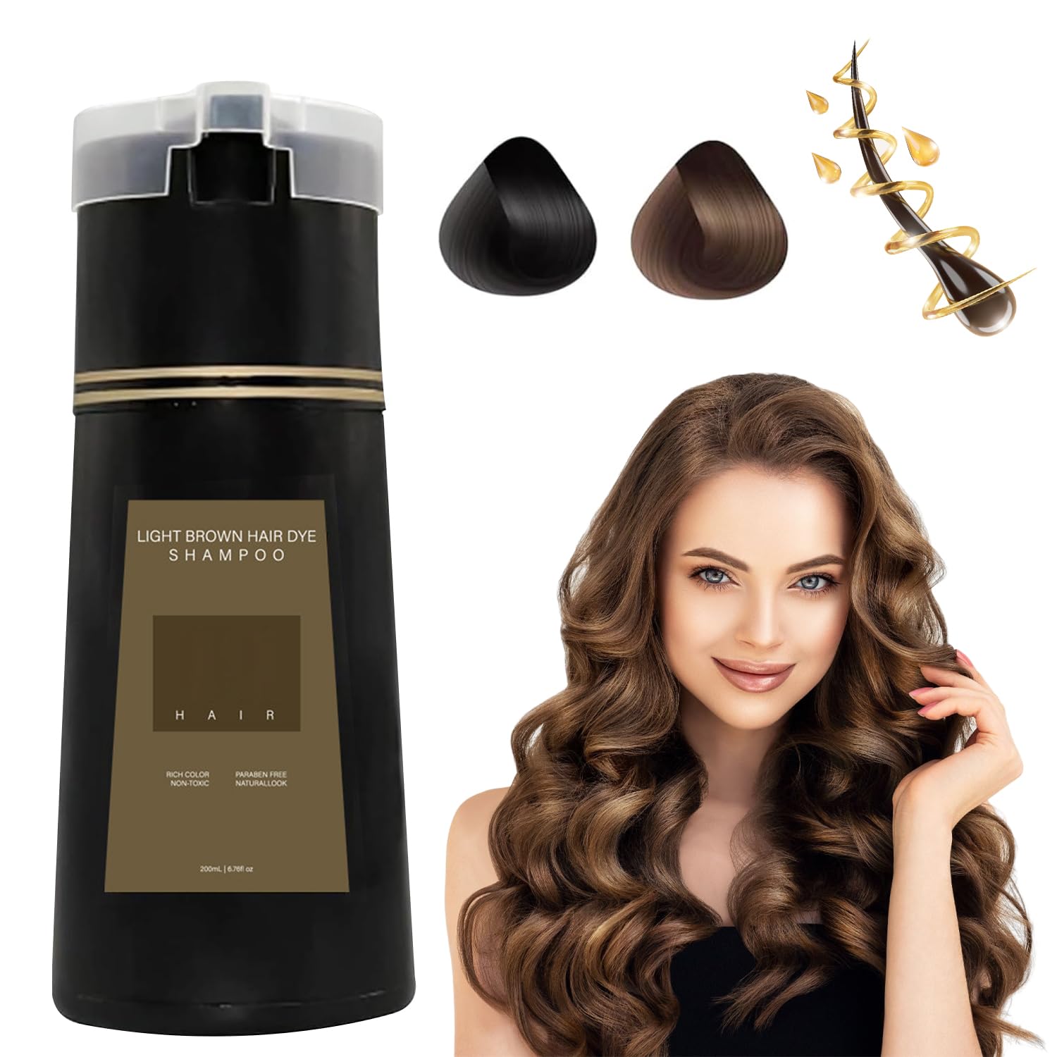 Nova Hair Dye Shampoo,Nova Hair Instant Dye Shampoo,Nova Hair Instant Dye Shampoo for Men & Women (Light Brown)