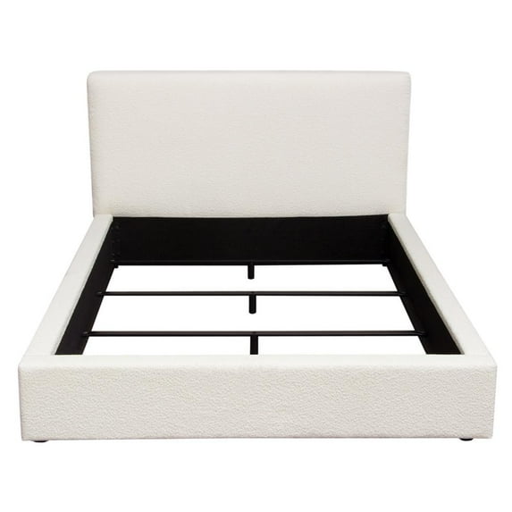 Nova Lifestyle Cloud 43" Low Profile Eastern King Bed in Ivory Boucle Fabric by Diamond Sofa