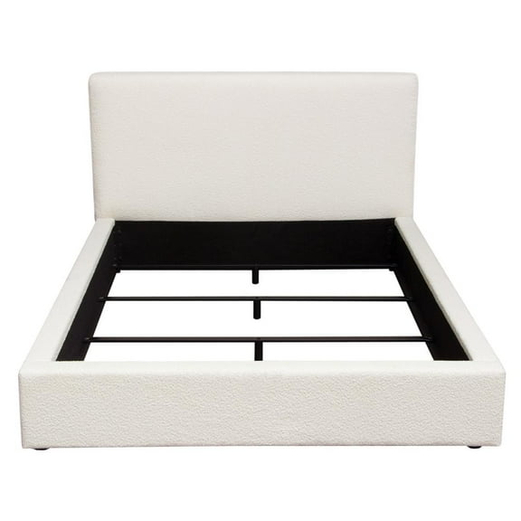 Nova Lifestyle Cloud 43" Low Profile Eastern King Bed in Ivory Boucle Fabric by Diamond Sofa