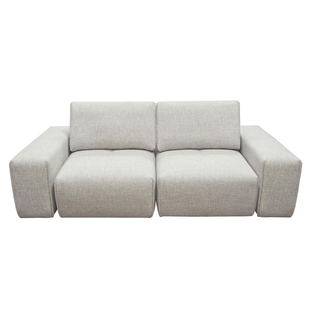 Light Brown Fabric Modular 2-Seater Sofa with Adjustable Backrests