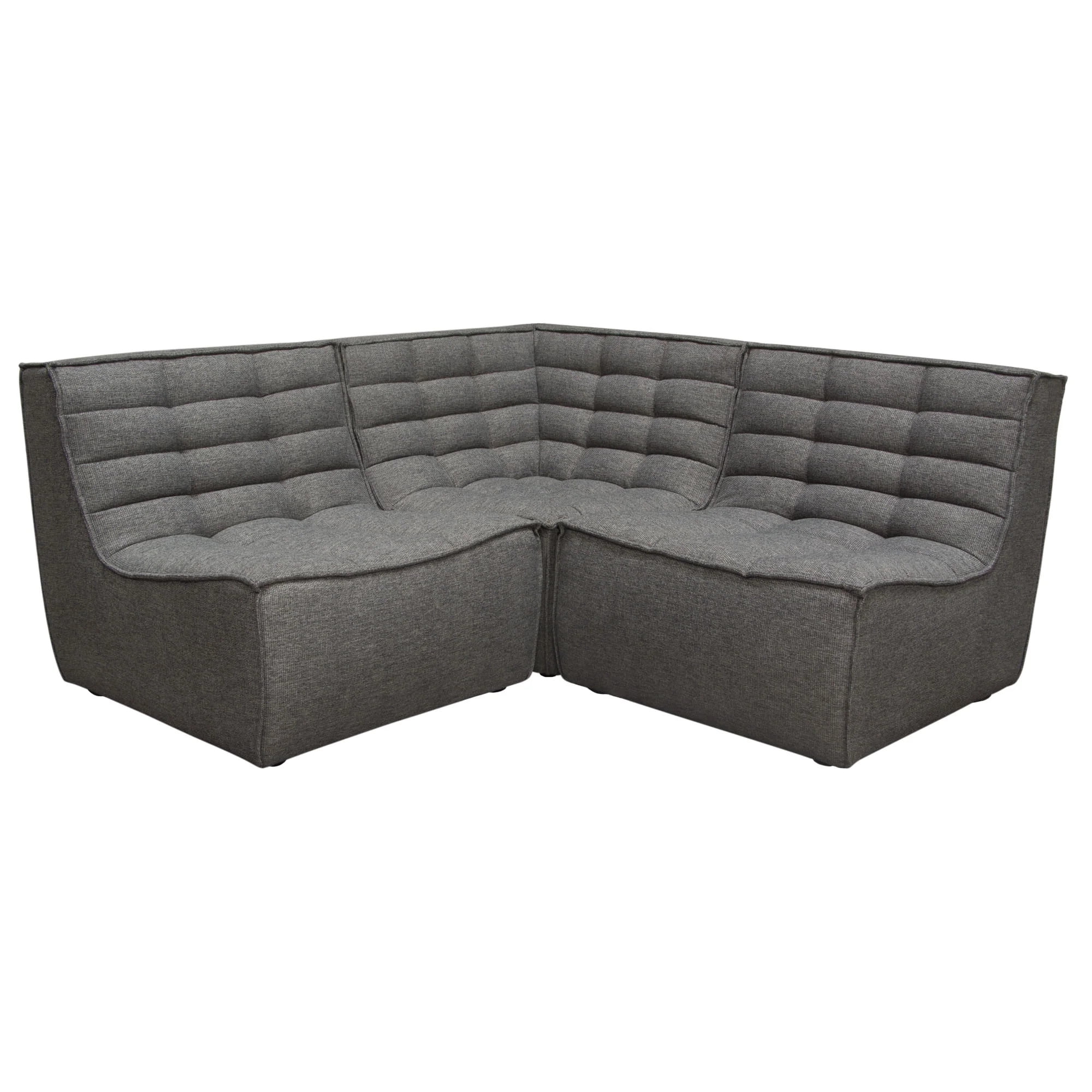 Marshall Grey Fabric 3-Piece Modular Sectional with Tufted Design
