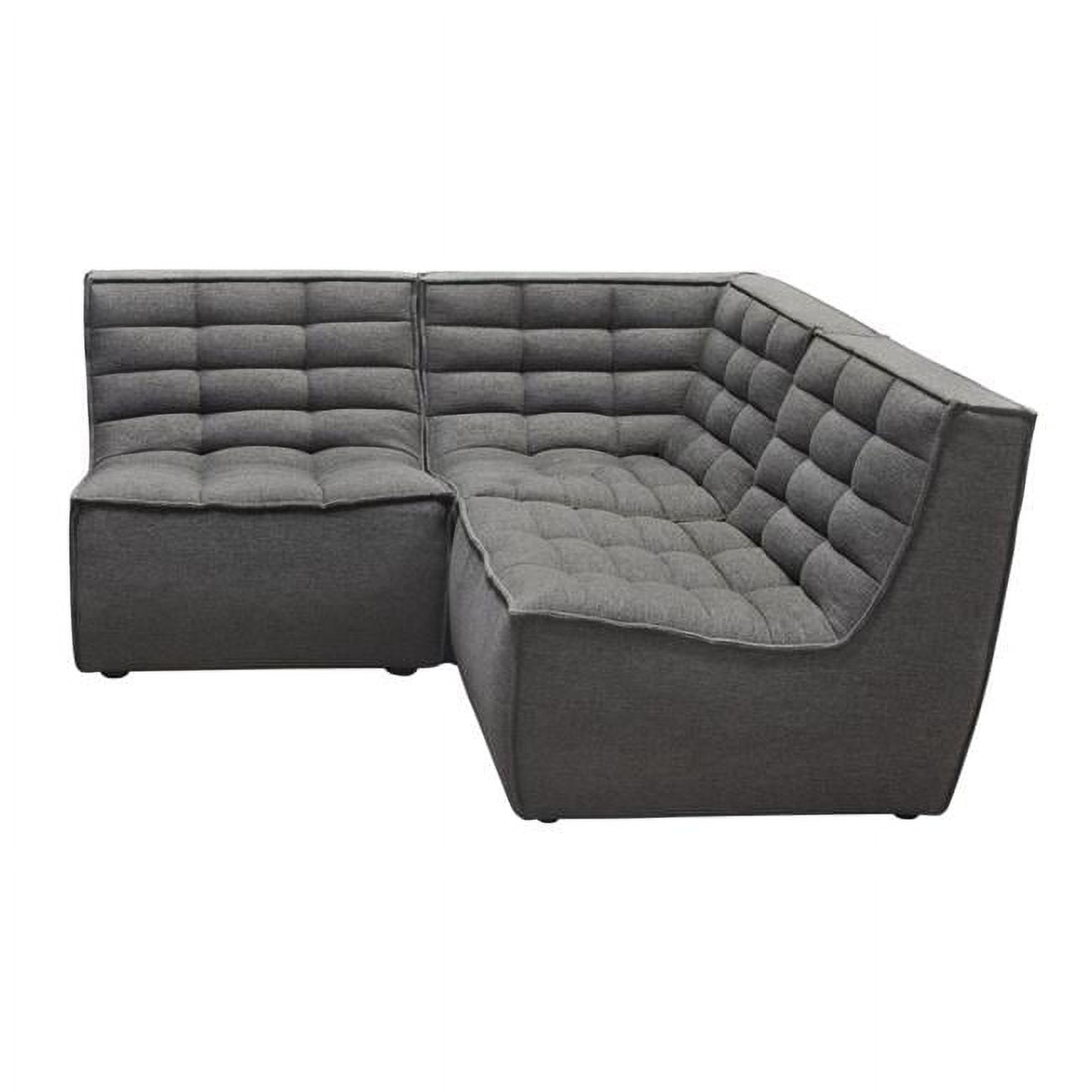 Marshall Grey Fabric 3-Piece Modular Sectional with Tufted Design