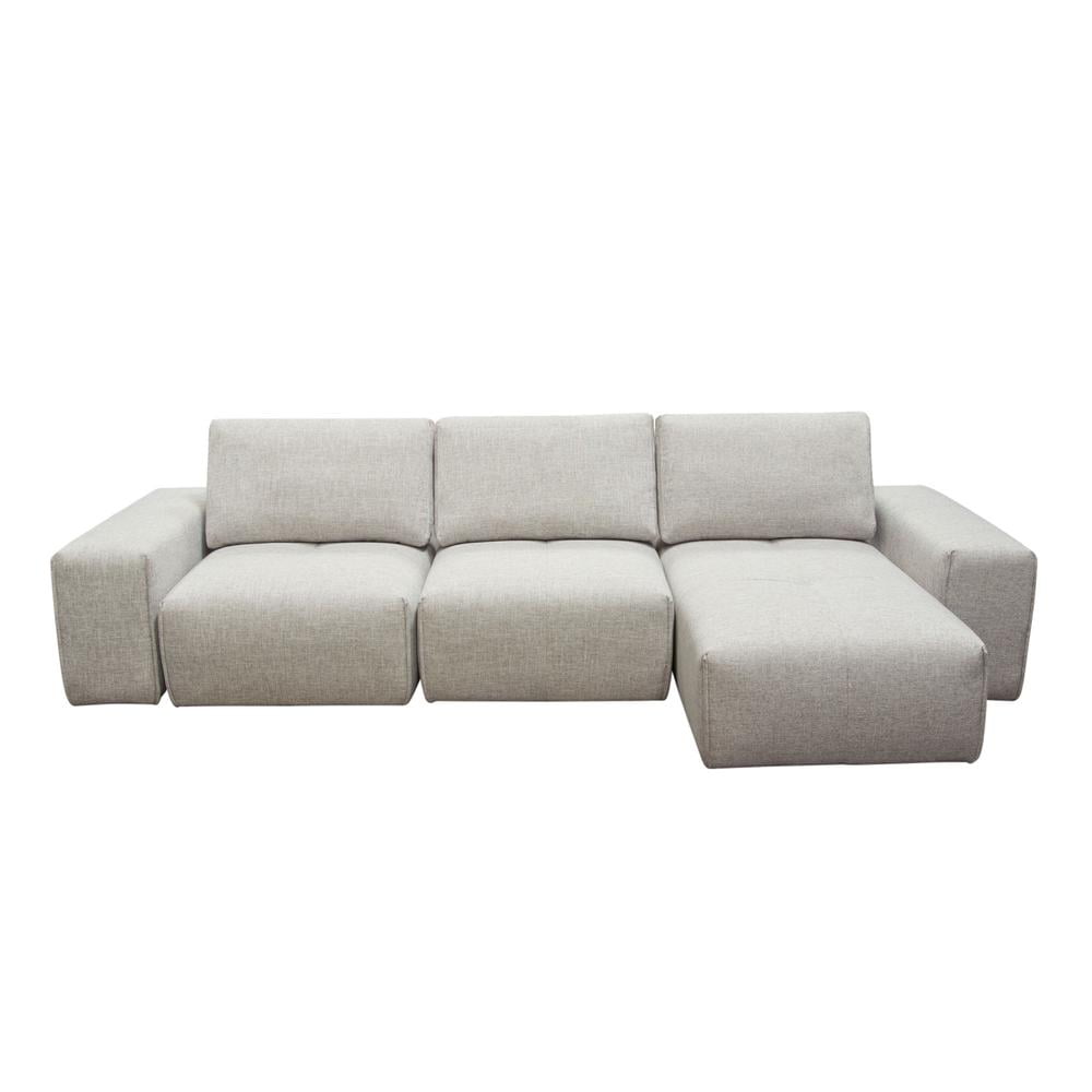 Light Brown Fabric Modular Sectional Sofa with Adjustable Backrests