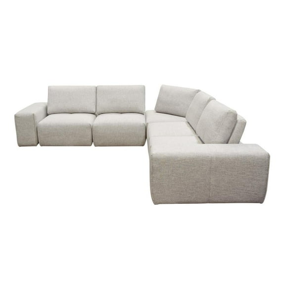 Nova Lifestyle Modular 5-Seater Corner Sectional, Adjustable Backrests in Light Brown Fabric