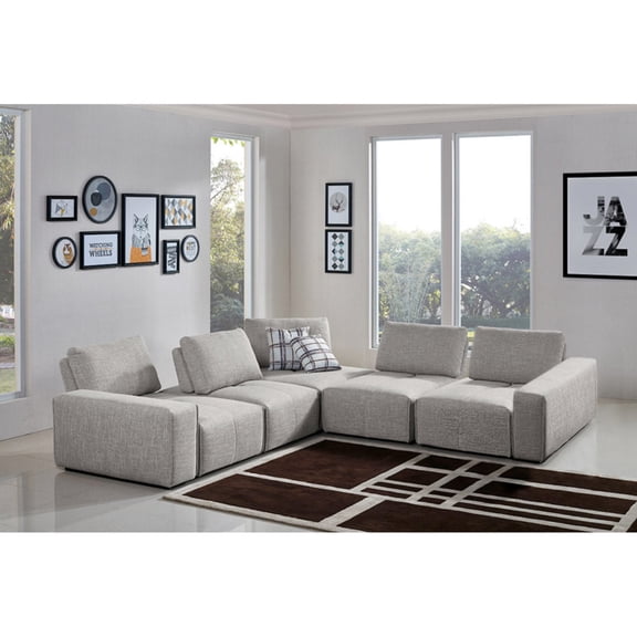 Jazz Modular 5-Seater Corner Sectional with Adjustable Backrests in Light Brown Fabric by Diamond Sofa