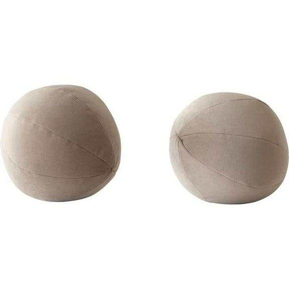 Nova Lifestyle PILLOWBALLTN2PK 10 in. Round Accent Pillows in Mink Tan Velvet - Set of 2