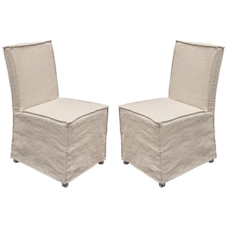 Nova Lifestyle Sonoma 2-Pack Dining Chairs with Wood Legs and Sand Linen Removable Slipcover