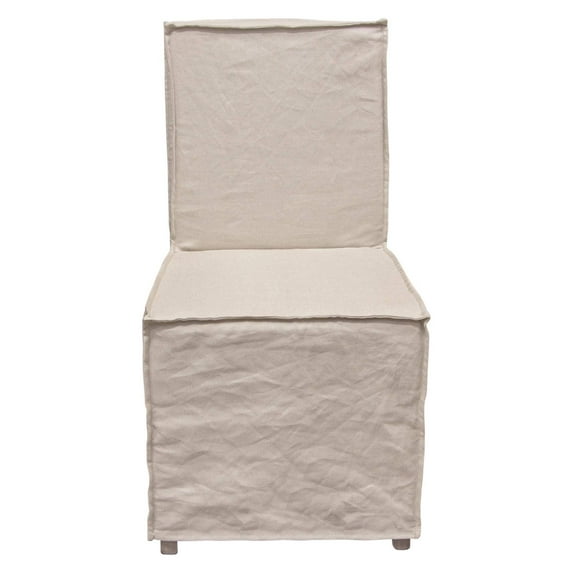 Nova Lifestyle Sonoma 2-Pack Dining Chairs with Wood Legs and Sand Linen Removable Slipcover