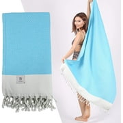 Nova Luxury Linen Quick Dry Turkish Beach Towels 100% Organic Cotton,37 x 71 Inches, Aqua