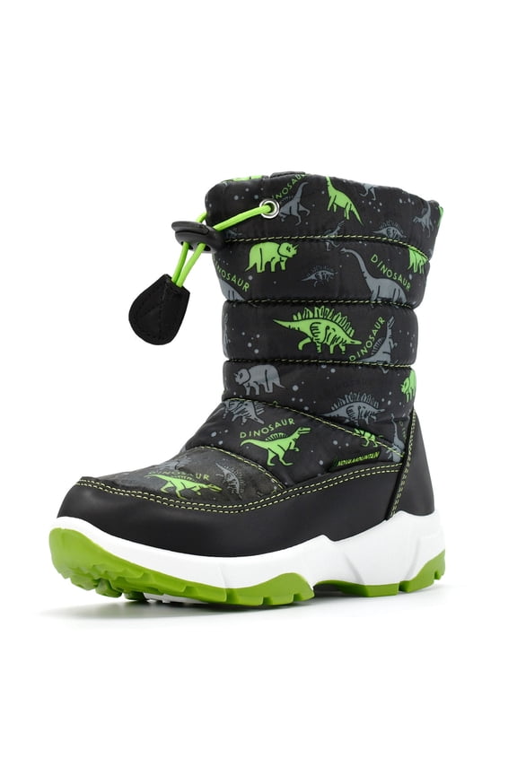 "Nova Mountain Boys Girls Little Kids Winter Snow Boots NF-NFWB102-GreenDino-6"