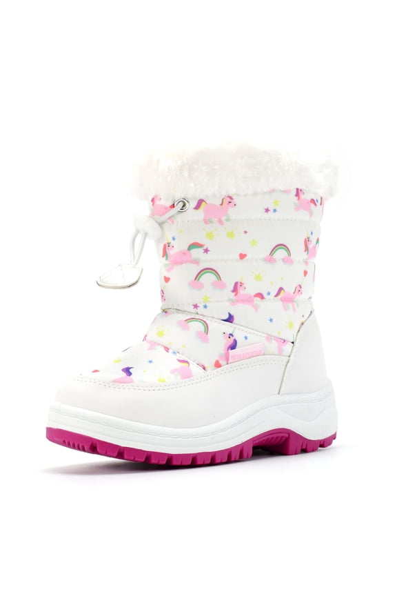 Boys Girls Little Kids Winter Snow Boots NF-NFWB103-WhiteUnicorn-10