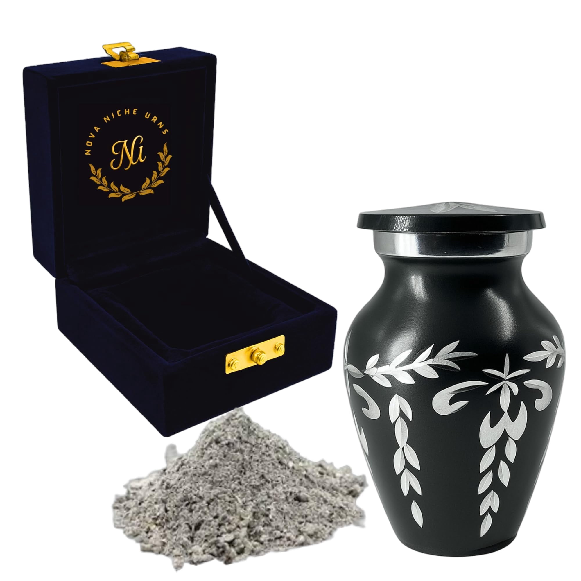 Nova NIche Gray Smoky Quartz Bloom Keepsake Cremation Urn with Handmade Floral Design, Keepsake for Human Ashes with Velvet Box - (3 in.)
