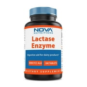 Nova Nutritions Lactase Enzyme 3000 FCC ALU Tablets, 180 Ct